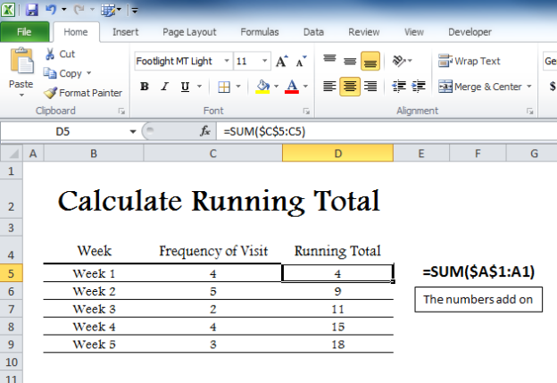 Calculate Running Total My Excel Templates