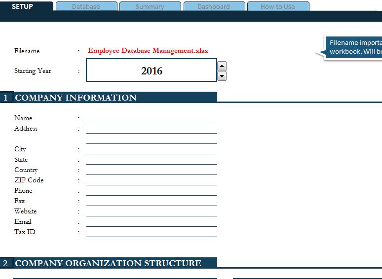 employee database template