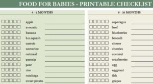 Food for Babies Checklist