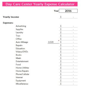 Daycare Budget Template DocTemplates