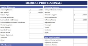 Medical Professionals Expense Calculator