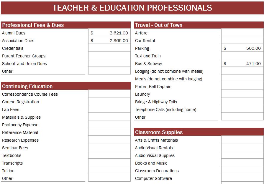 Teachers & Education Expense Sheet: Budget Template