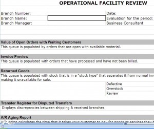 ERP Post Implementation Operational Review Screenshot
