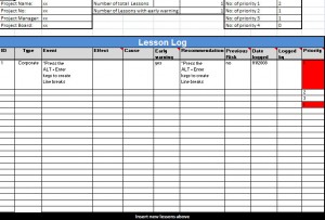 Free Prince2 Lessons Learned Excel Template