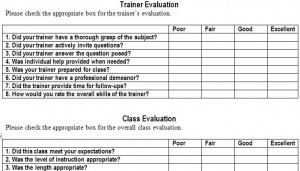 Training Evaluation Form Templaten screenshot