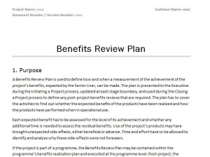 Prince2 Benefits Review Plan