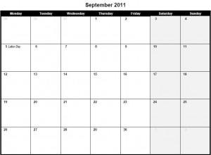 Printable PDF September 2011 Calendar