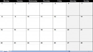 august 2011 Printable Monthly Calendar Template