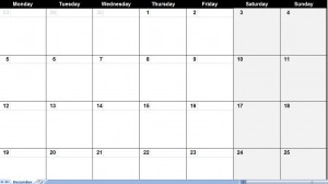 december 2011 Printable Monthly Calendar Template