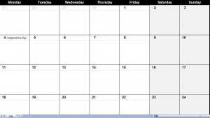 july 2011 Printable Monthly Calendar Template