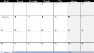 september 2011 Printable Monthly Calendar Template