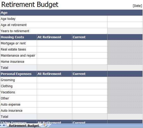 Retirement Planning Spreadsheet Template | Retirement Planning Spreadsheet
