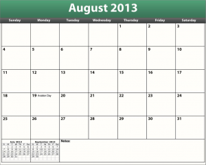 printable pdf august 2013 calendar template