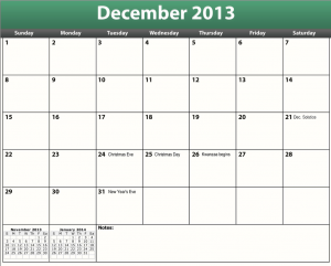 get a free printable pdf december 2013 calendar