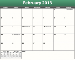 free printable pdf february 2013 calendar