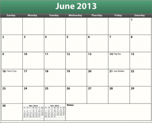 printable pdf june 2013 calendar template