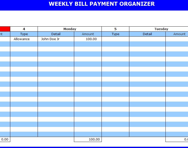 Bill Payment Organizer Payment Organizer