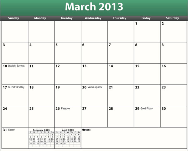 free printable pdf march 2013 calendar 