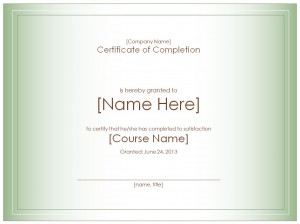 Photo of the Certificate of Completion Template
