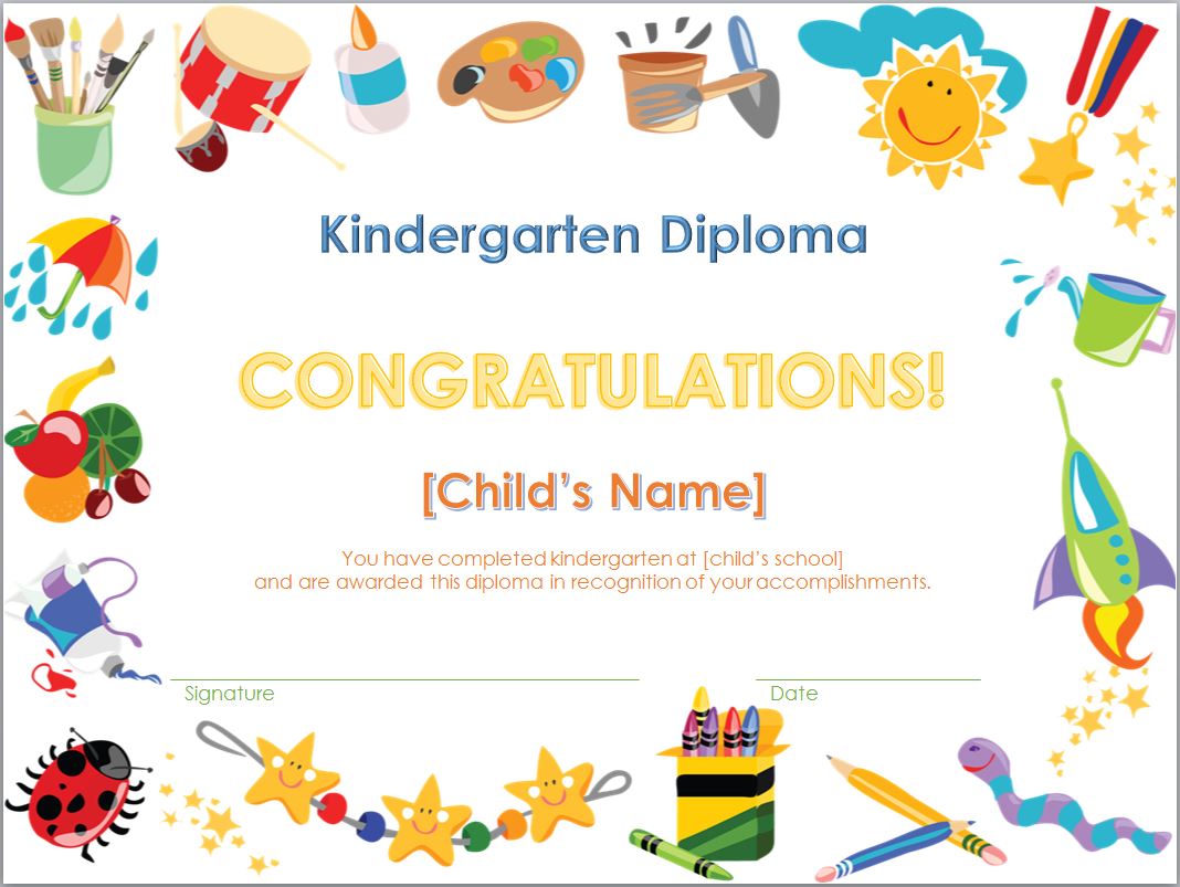 Kindergarten Diploma Template - Awards For Kindergarten