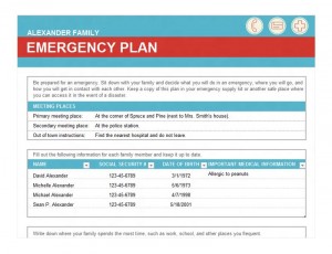 Family Emergency Plan Template