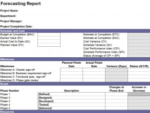 The Forecasting Report Template