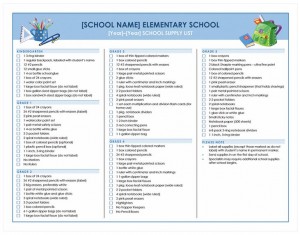 Free School Supplies Checklist