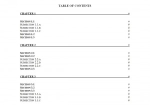 Free Table of Contents Template