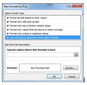 conditional formatting excel 2016 to make red