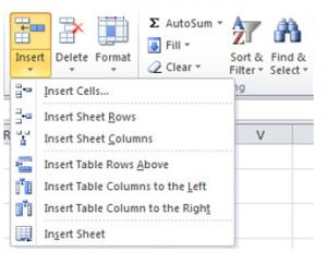 Insert a Row or Column in a Table
