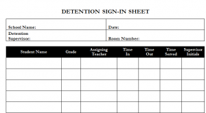 Detention Sign-In Template