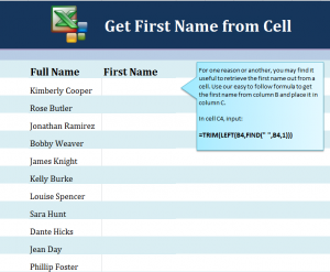 Get First Name in Excel
