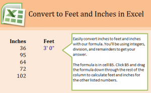 Inches to Feet in Excel