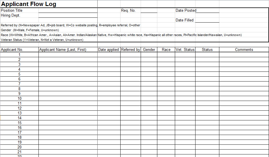 Applicant Flow Log Template My Excel Templates