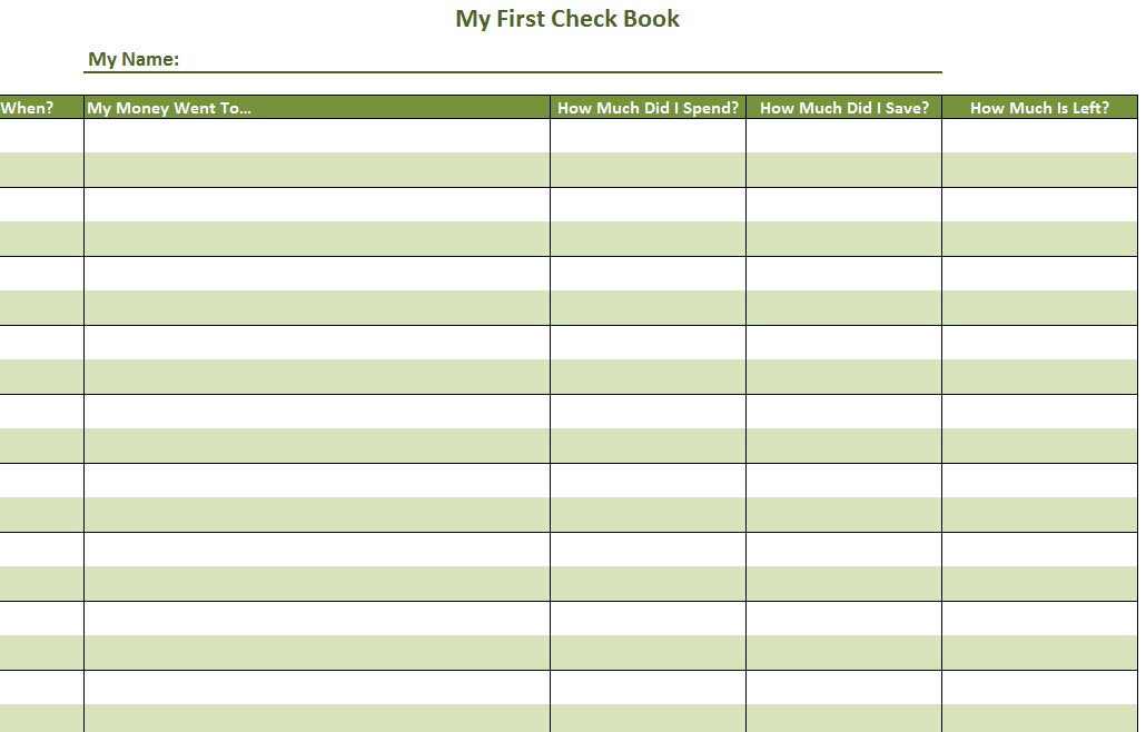 My First Check book Template - My Excel Templates