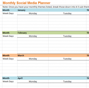 monthly social media planner my excel templates