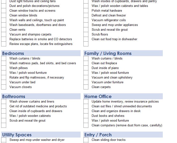 Spring Cleaning Checklist - My Excel Templates