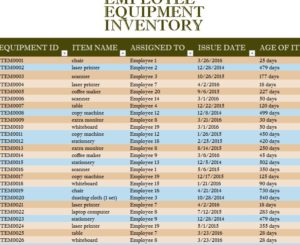 Employee Equipment Inventory Sheet - My Excel Templates