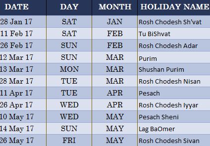 Jewish Holiday Calendar - My Excel Templates