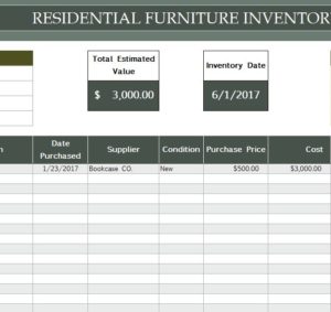 Furniture Inventory Template